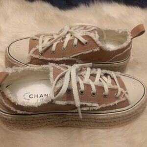 Chanel Women's Tan Canvas Sneakers